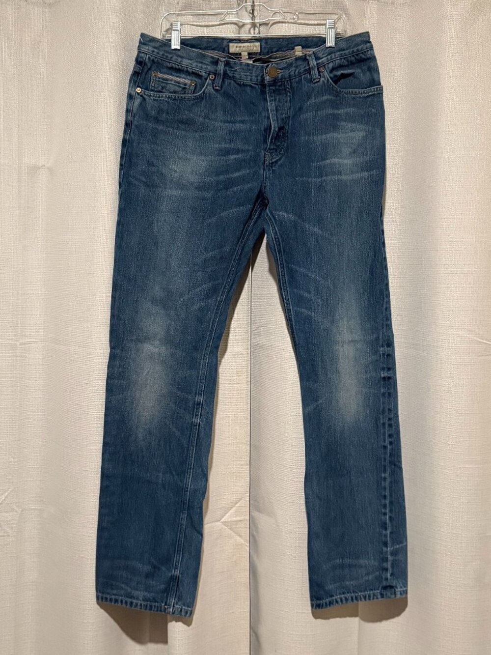 Burberry Straight Leg Denim Jeans Blue 100% Cotton Button Fly Size 34 - Picture 2 of 10